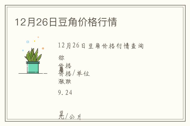 12月26日豆角價格行情