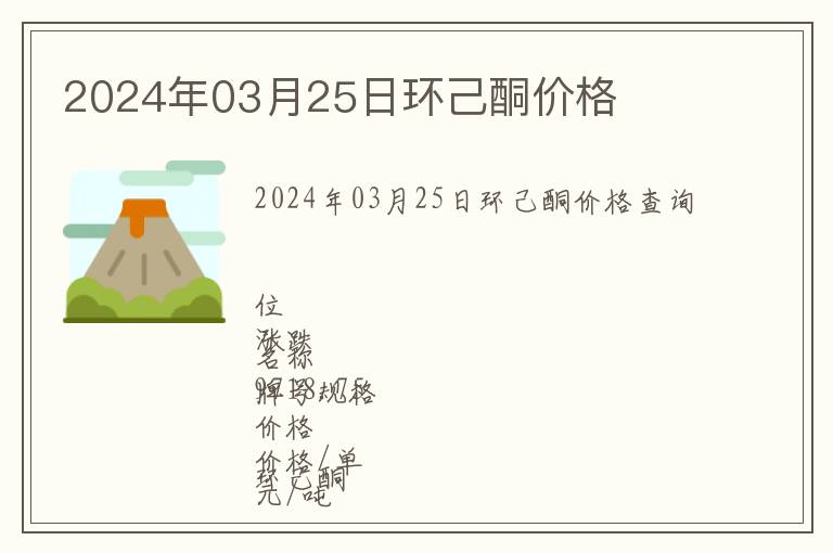 2024年03月25日環(huán)己酮價格