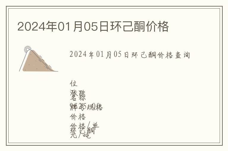 2024年01月05日環(huán)己酮價(jià)格