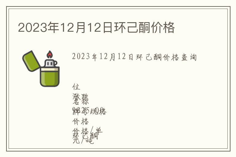 2023年12月12日環(huán)己酮價格