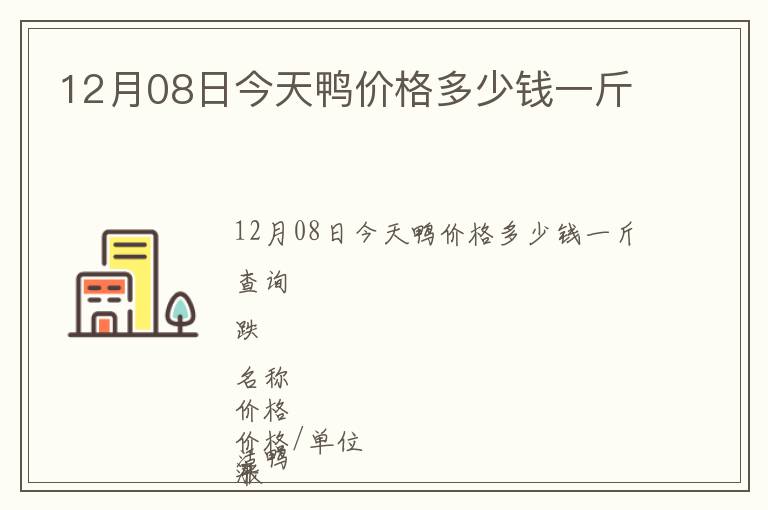 12月08日今天鴨價格多少錢一斤