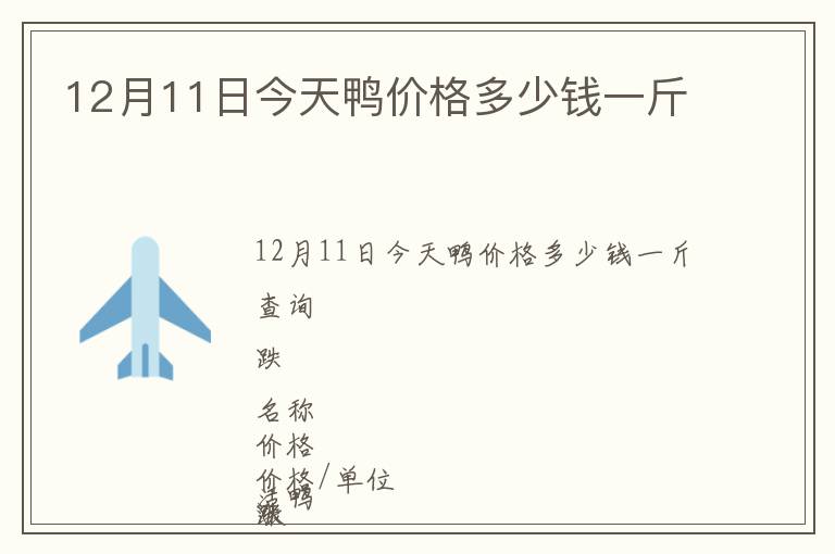 12月11日今天鴨價格多少錢一斤