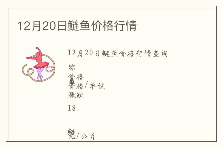 12月20日鰱魚價格行情