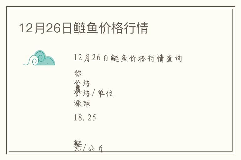 12月26日鰱魚價(jià)格行情