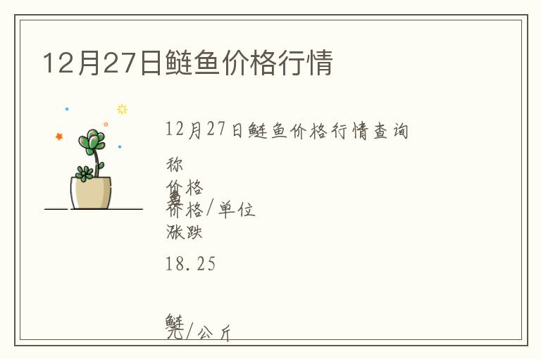 12月27日鰱魚價格行情