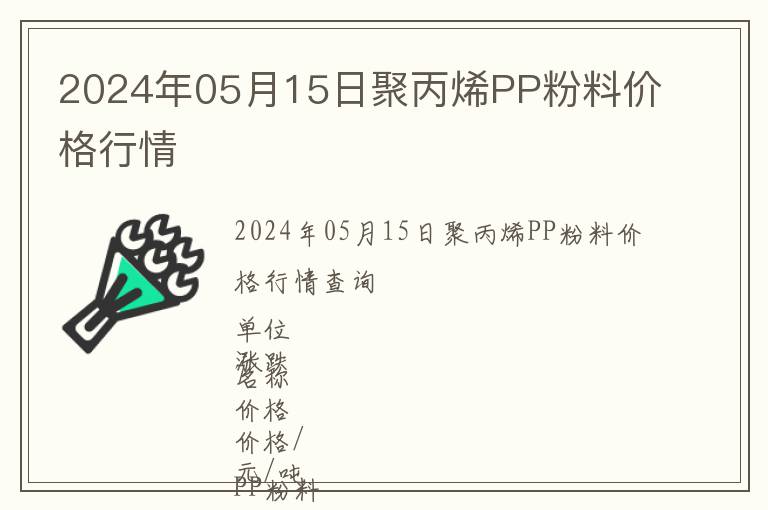 2024年05月15日聚丙烯PP粉料價格行情