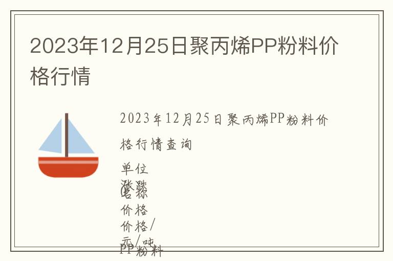 2023年12月25日聚丙烯PP粉料價(jià)格行情