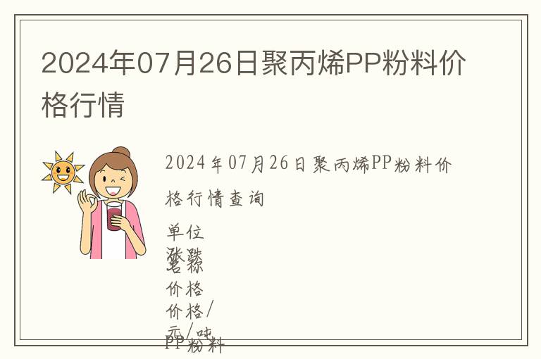 2024年07月26日聚丙烯PP粉料價格行情