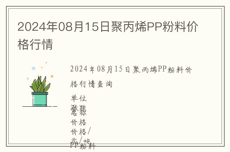 2024年08月15日聚丙烯PP粉料價(jià)格行情