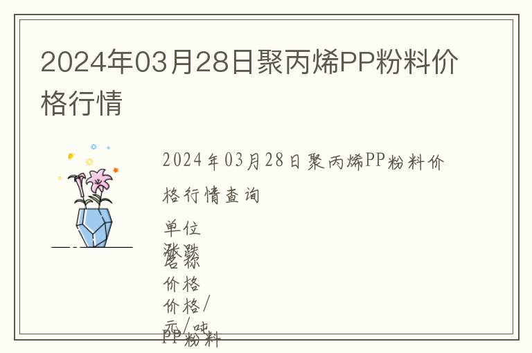 2024年03月28日聚丙烯PP粉料價格行情