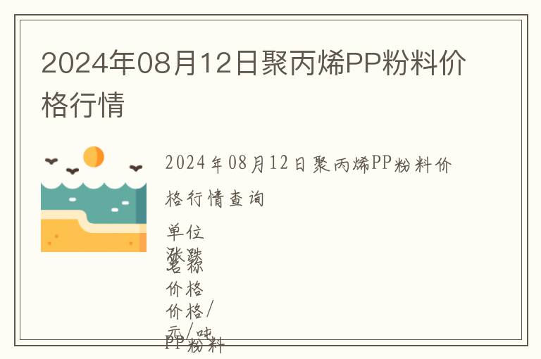 2024年08月12日聚丙烯PP粉料價(jià)格行情