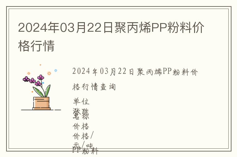 2024年03月22日聚丙烯PP粉料價格行情