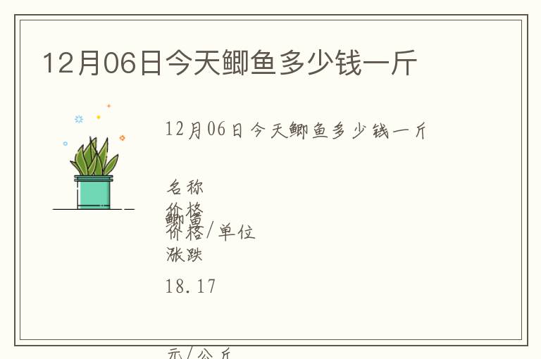 12月06日今天鯽魚多少錢一斤