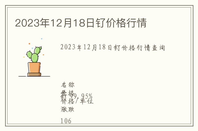 2023年12月18日釕價(jià)格行情