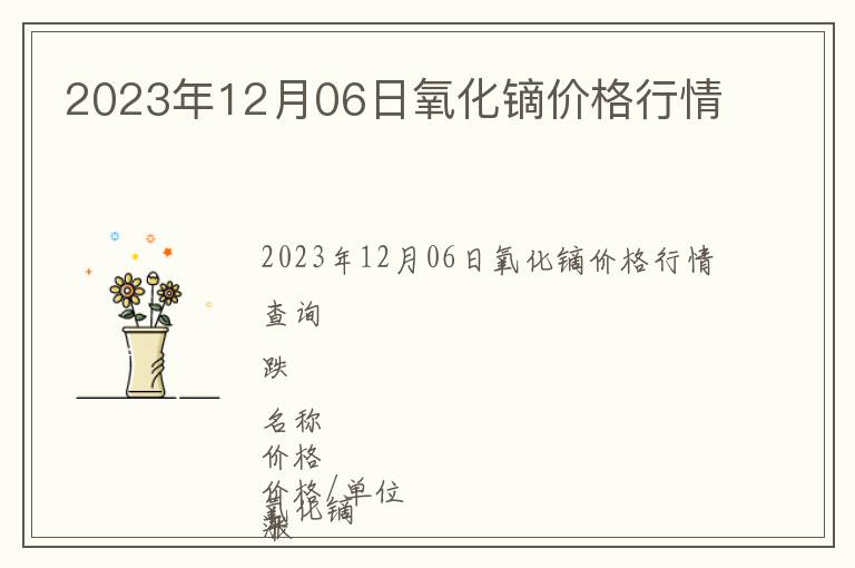 2023年12月06日氧化鏑價格行情