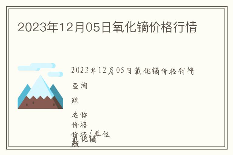 2023年12月05日氧化鏑價格行情