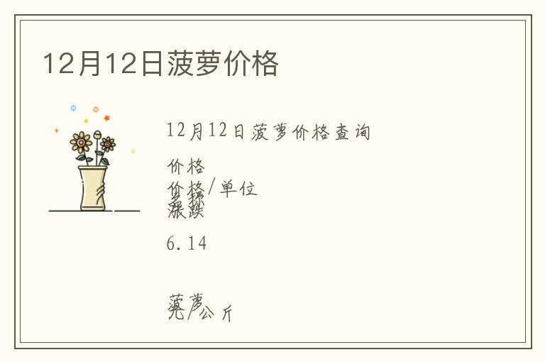 12月12日菠蘿價(jià)格