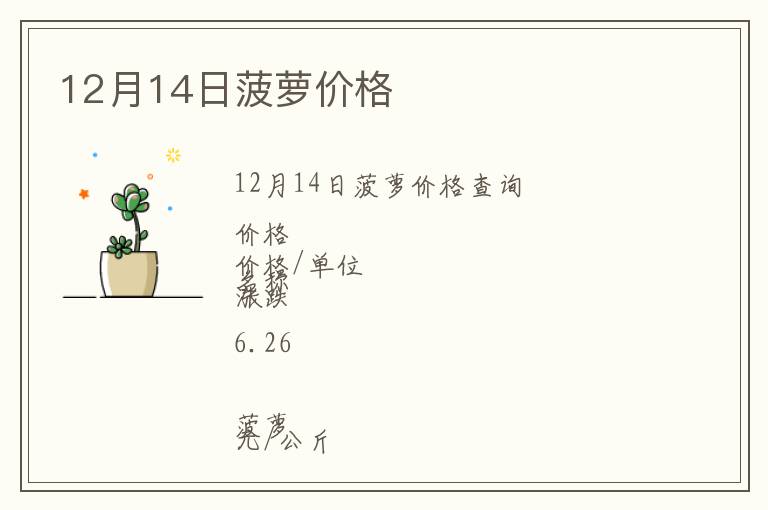 12月14日菠蘿價格