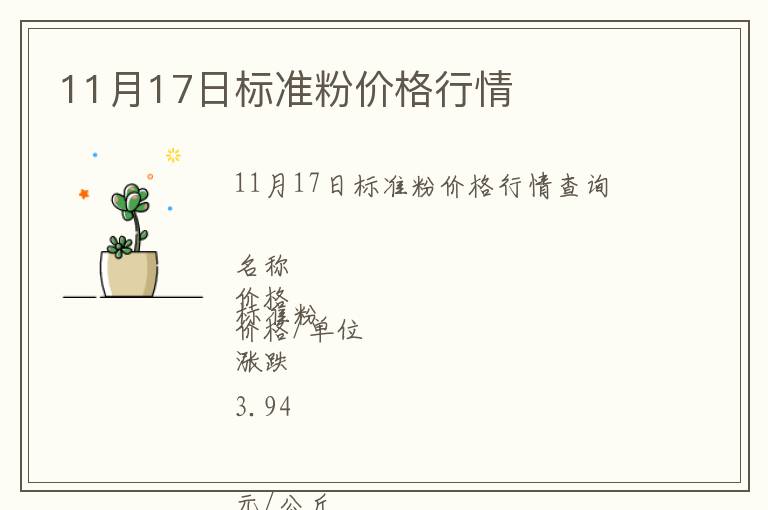 11月17日標準粉價格行情