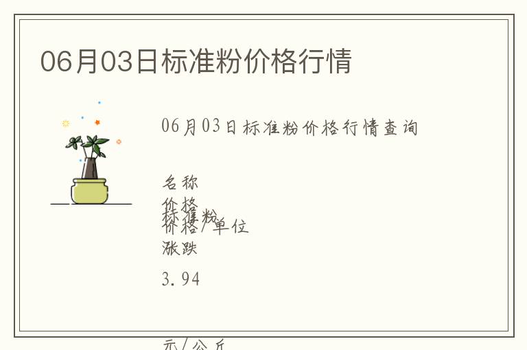 06月03日標(biāo)準(zhǔn)粉價格行情