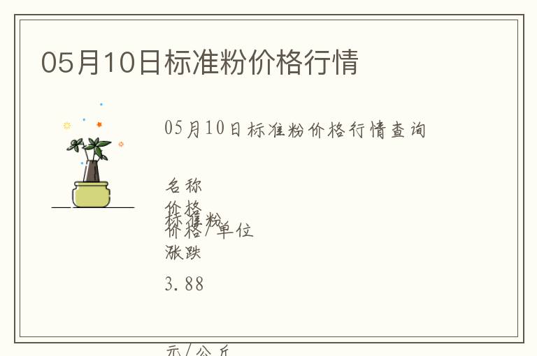 05月10日標(biāo)準(zhǔn)粉價(jià)格行情