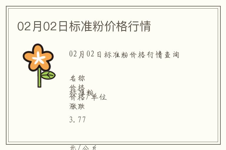 02月02日標(biāo)準(zhǔn)粉價(jià)格行情