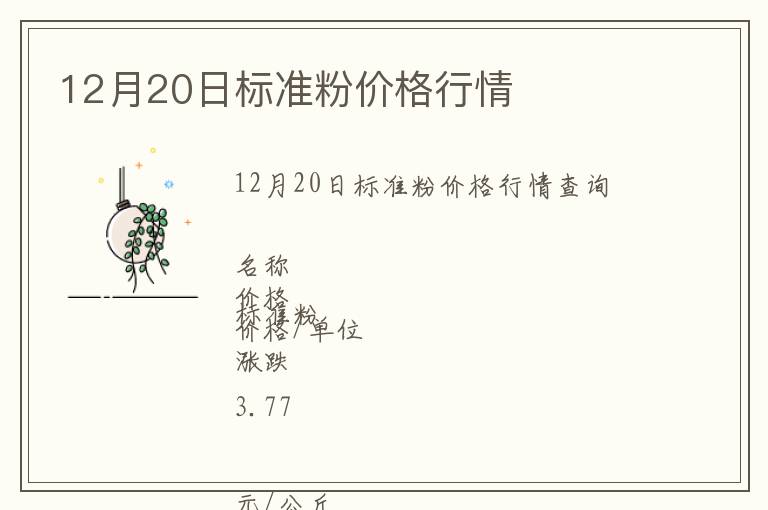 12月20日標準粉價格行情