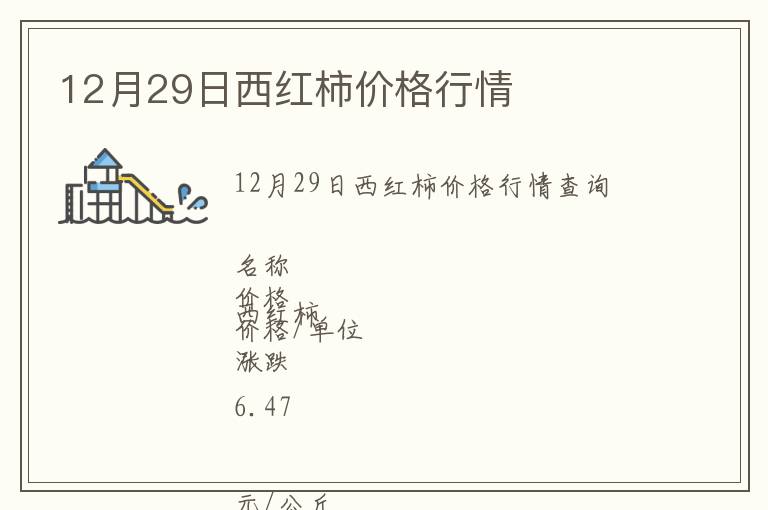 12月29日西紅柿價格行情