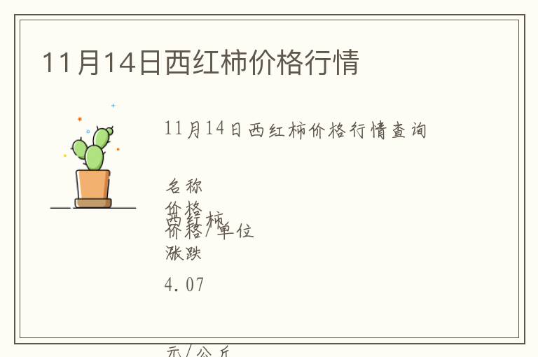 11月14日西紅柿價格行情