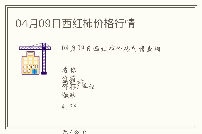 04月09日西紅柿價格行情