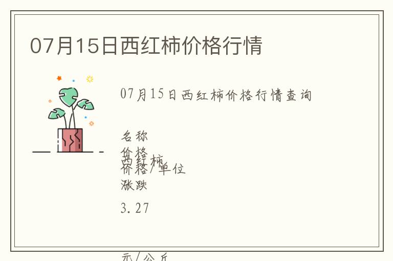 07月15日西紅柿價(jià)格行情