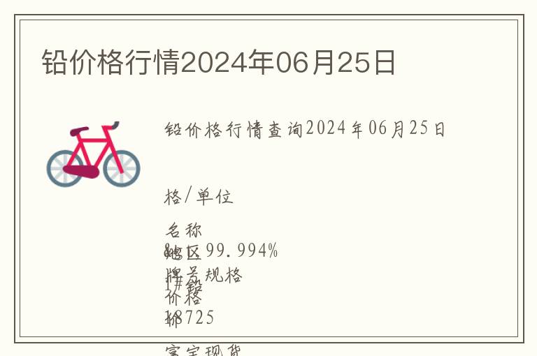 鉛價格行情2024年06月25日