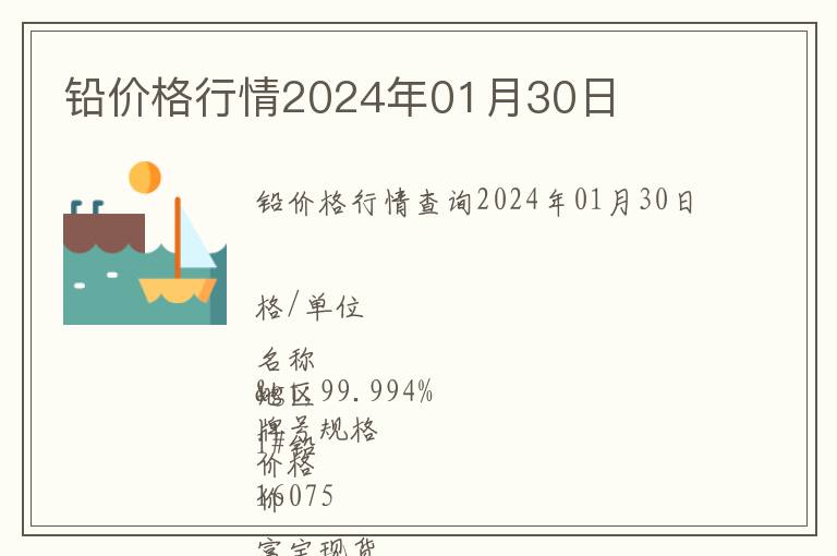 鉛價格行情2024年01月30日