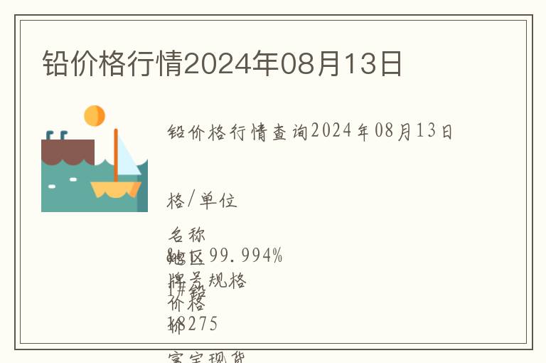 鉛價格行情2024年08月13日