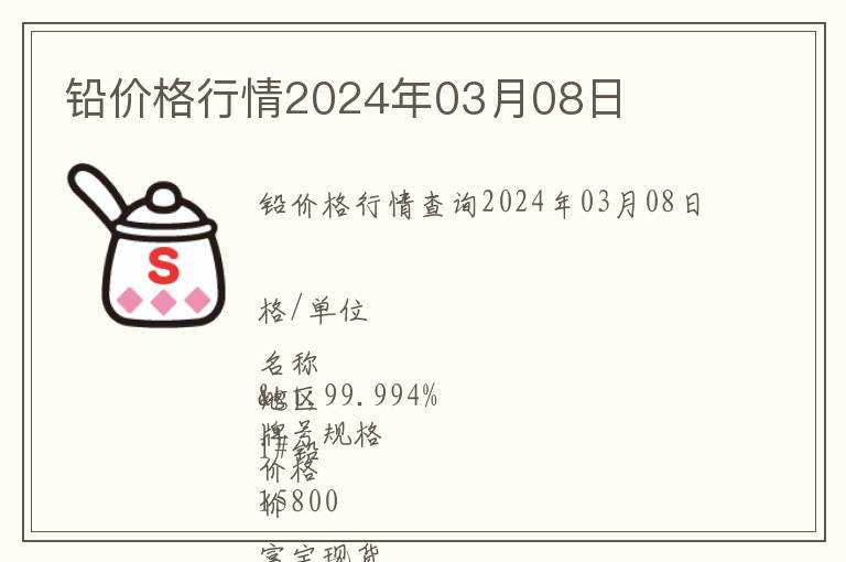 鉛價格行情2024年03月08日