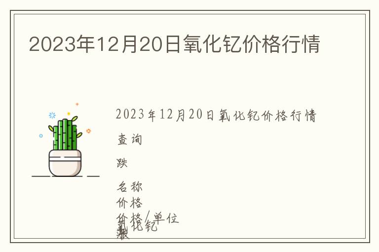 2023年12月20日氧化釔價格行情