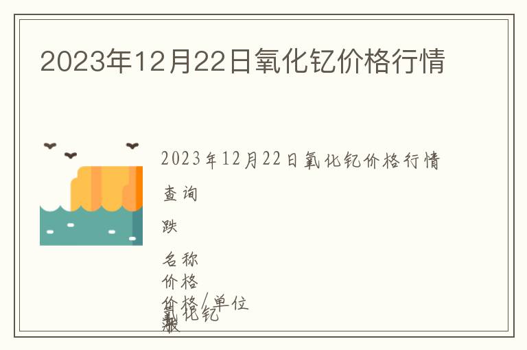 2023年12月22日氧化釔價格行情