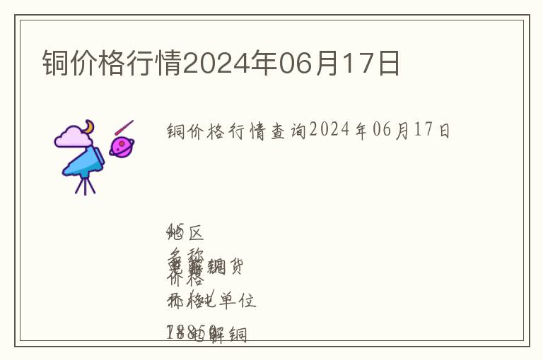 銅價(jià)格行情2024年06月17日