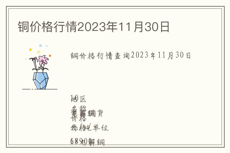 銅價格行情2023年11月30日