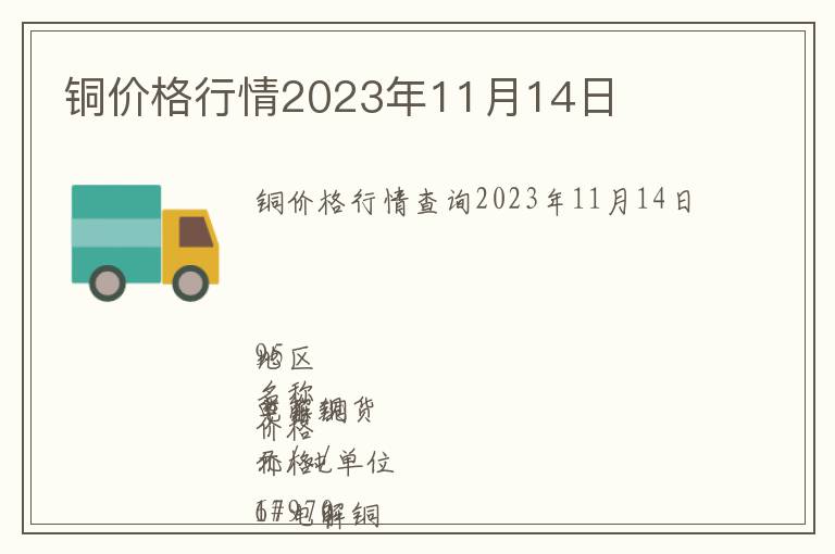 銅價格行情2023年11月14日