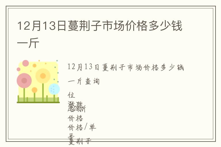 12月13日蔓荊子市場價格多少錢一斤