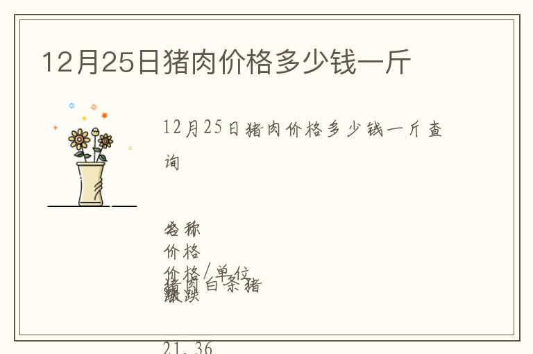 12月25日豬肉價格多少錢一斤