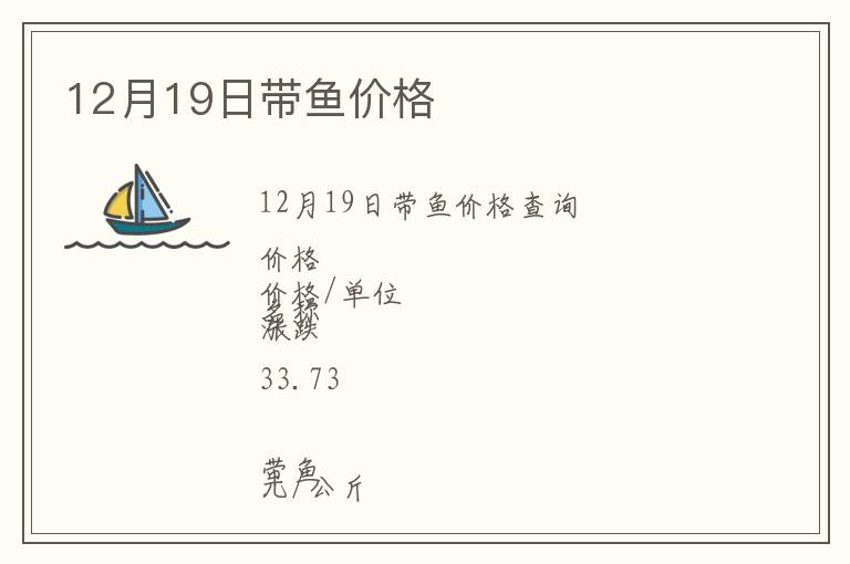 12月19日帶魚價格