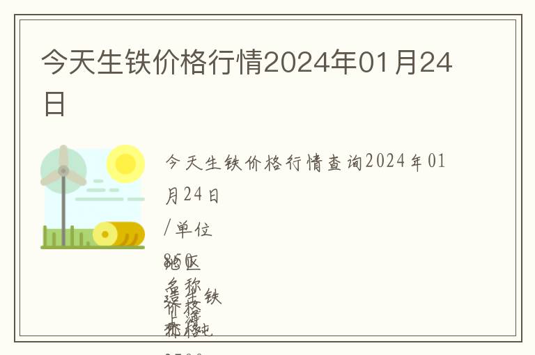 今天生鐵價(jià)格行情2024年01月24日