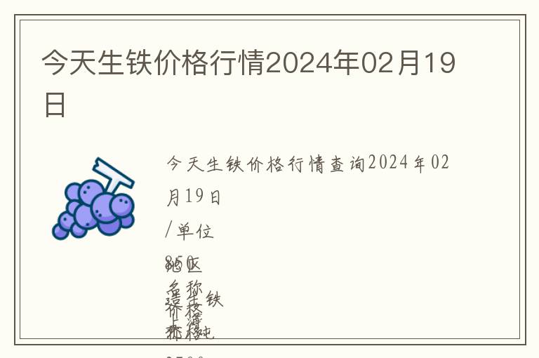 今天生鐵價格行情2024年02月19日