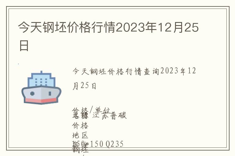 今天鋼坯價格行情2023年12月25日