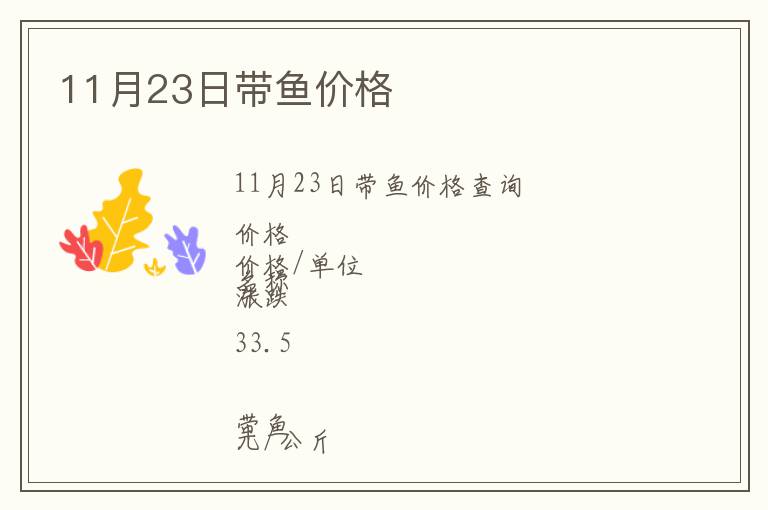 11月23日帶魚價格