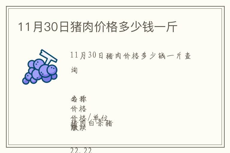 11月30日豬肉價格多少錢一斤