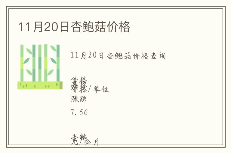 11月20日杏鮑菇價(jià)格