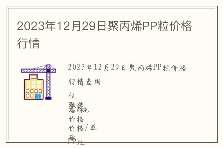 2023年12月29日聚丙烯PP粒價格行情